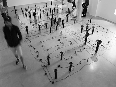 This sound art installation can play thousands of field recordings from around the world onto hundred of speakers.