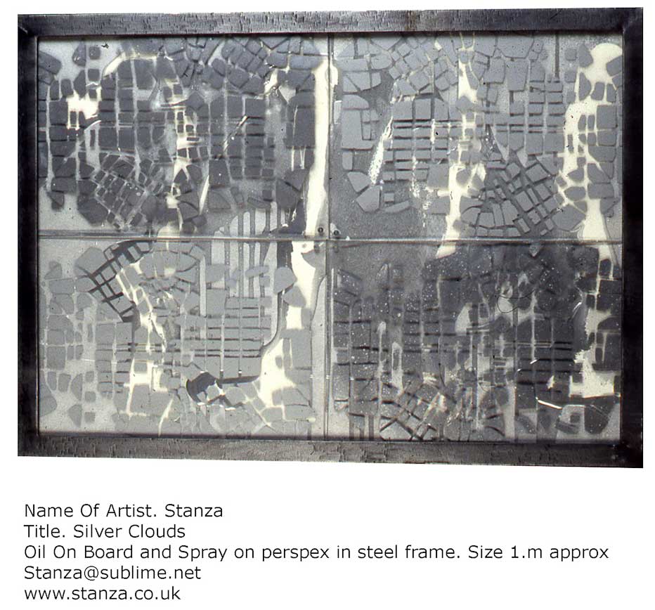 Stanza Oil Stanza Paintings, Oil on canvas, 1989, city, urban, towers blocks and estates, maps , industrial.