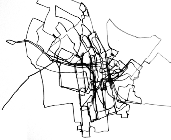Stanza GPS Drawings Memory Mapping tracing journeys through the urban tapestry